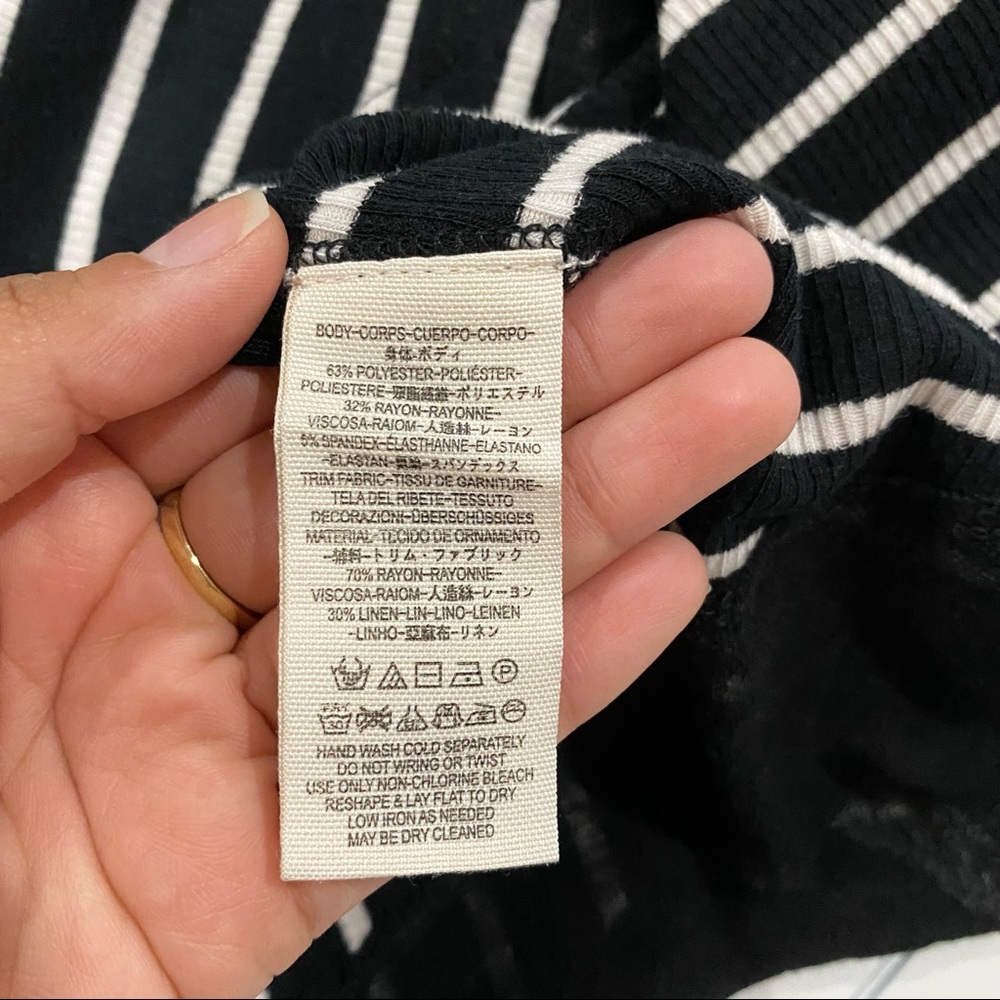 Free People Striped Peplum Top Sz M black white - Picture 5 of 6